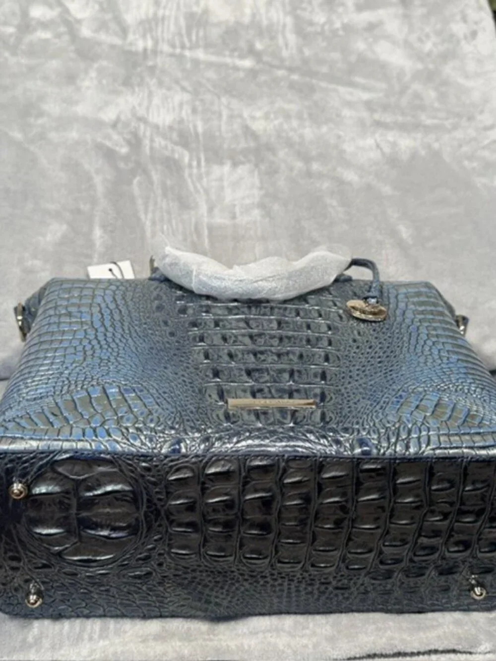 Brahmin Large Duxbury Satchel Serenity Ombre Blue Melbourne Leather NWT